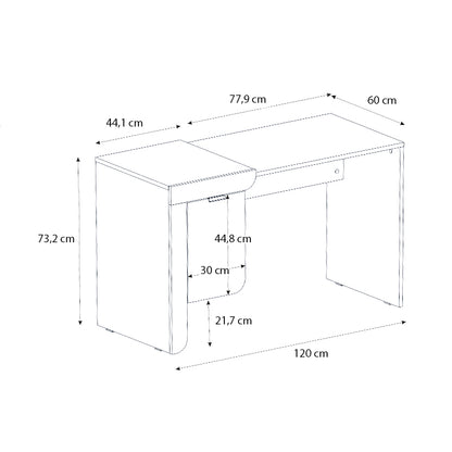 Γραφείο Εργασίας Dario Χρώμα Sepet Oak - Λευκό 120x60x73,2