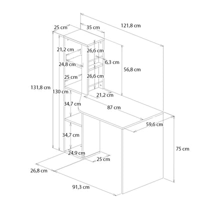 Γραφείο Εργασίας Gemini Χρώμα Ανθρακί - Λευκό 121,8x59,6x131,8