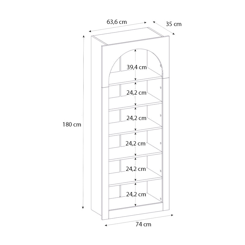 Βιβλιοθήκη Voila Χρώμα Λευκό 74x35x180