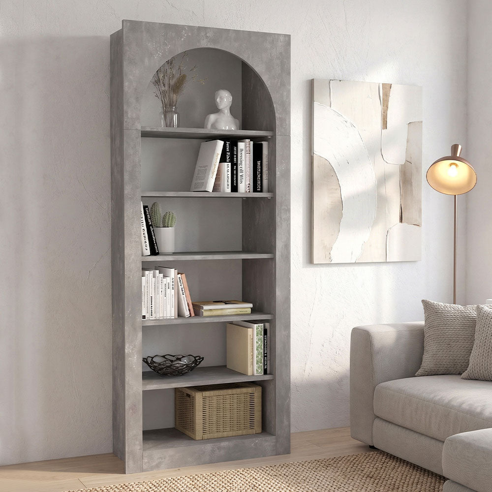Βιβλιοθήκη Voila Χρώμα Γκρι Σκυροδέματος 74x35x180