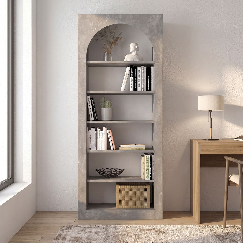 Βιβλιοθήκη Voila Χρώμα Γκρι Σκυροδέματος 74x35x180
