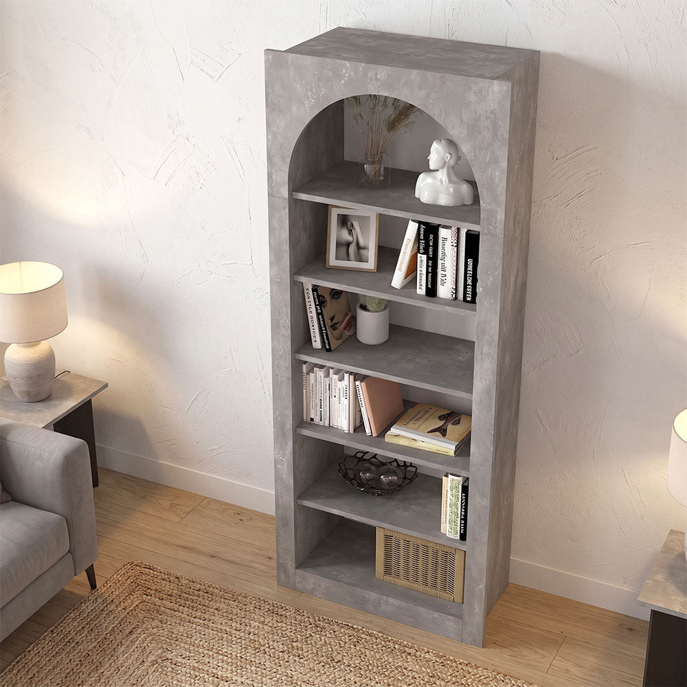 Βιβλιοθήκη Voila Χρώμα Γκρι Σκυροδέματος 74x35x180