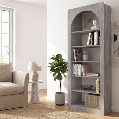 Βιβλιοθήκη Voila Χρώμα Γκρι Σκυροδέματος 74x35x180