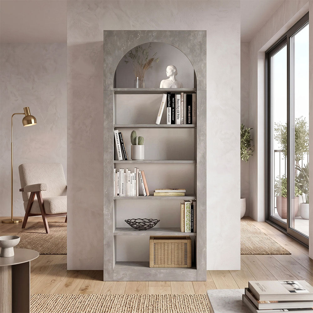 Βιβλιοθήκη Voila Χρώμα Γκρι Σκυροδέματος 74x35x180