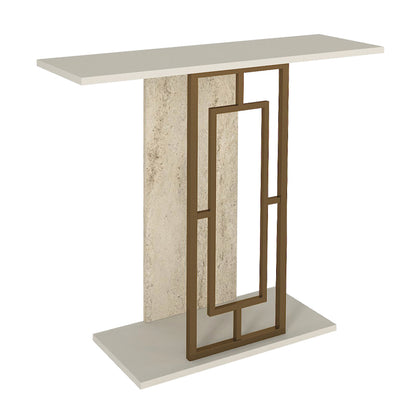 Κονσόλα Alderas Χρώμα Sandstone - Travertine - Χρυσό 90x29,6x76,8