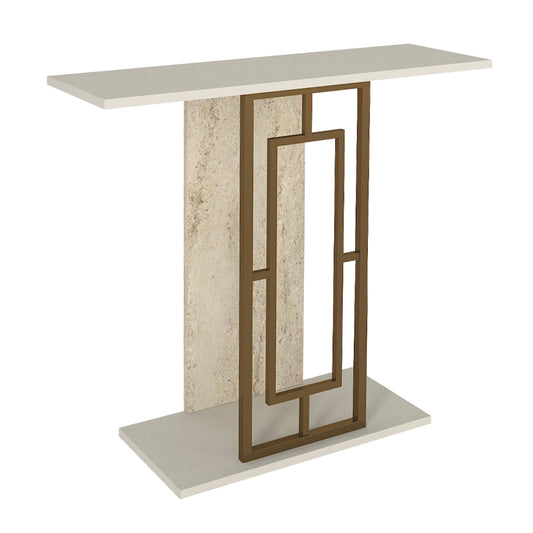 Κονσόλα Alderas Χρώμα Sandstone - Travertine - Χρυσό 90x29,6x76,8