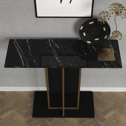 Κονσόλα Brandy Χρώμα Μαύρο - Μαύρο Εφέ Μαρμάρου - Χρυσό 90x29,6x76,8