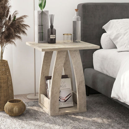 Τραπεζάκι Βοηθητικό - Κομοδίνο Deros Χρώμα Travertine 45x45x56