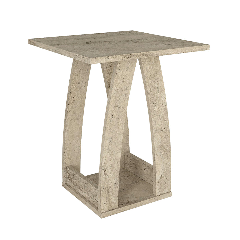 Τραπεζάκι Βοηθητικό - Κομοδίνο Deros Χρώμα Travertine 45x45x56
