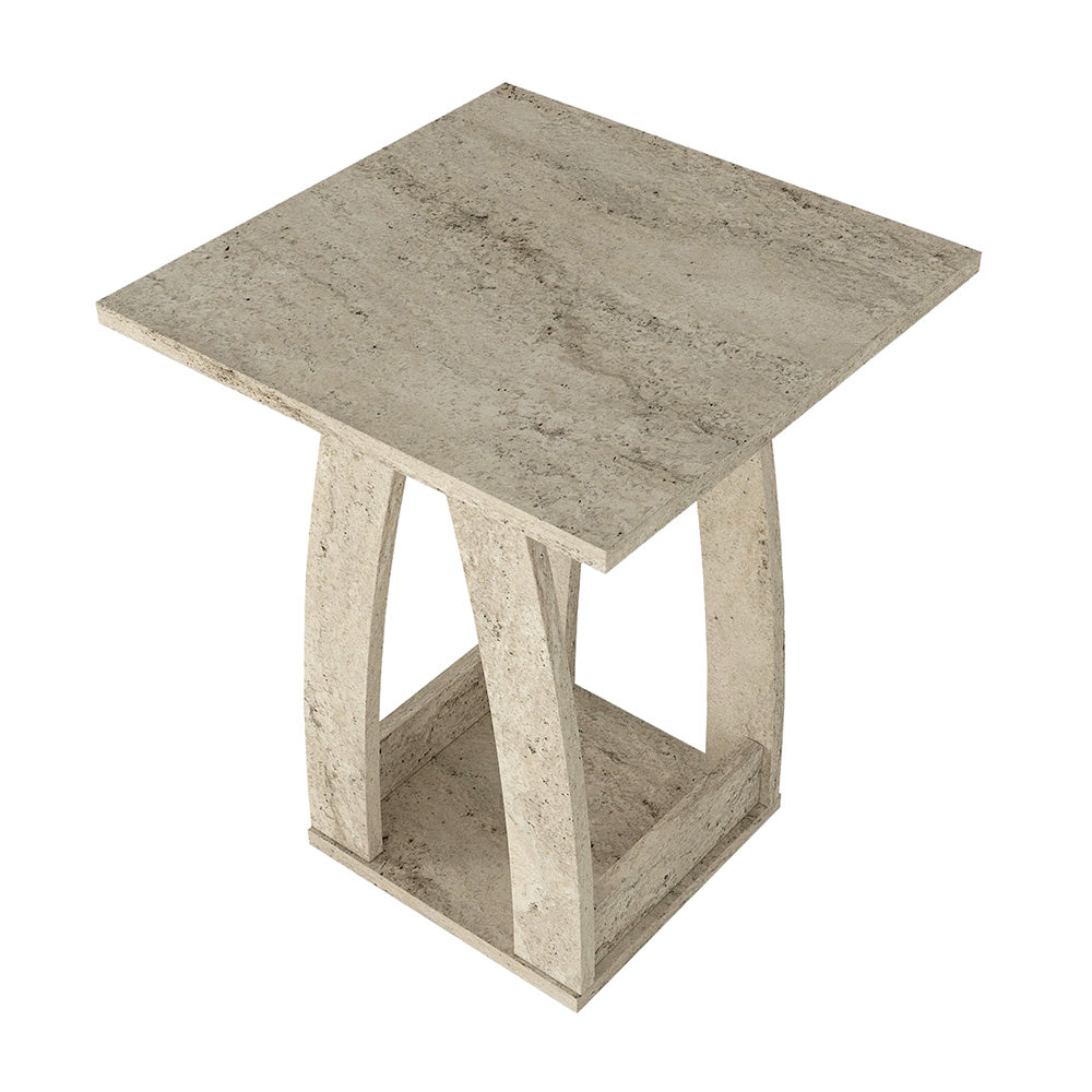 Τραπεζάκι Βοηθητικό - Κομοδίνο Deros Χρώμα Travertine 45x45x56