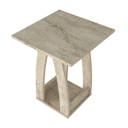 Τραπεζάκι Βοηθητικό - Κομοδίνο Deros Χρώμα Travertine 45x45x56