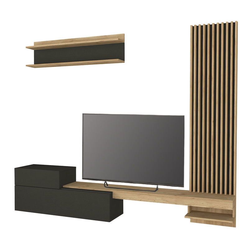 Σύνθεση Τηλεόρασης Dumont Χρώμα Ανθρακί - Sepet Oak 240x36,8x200