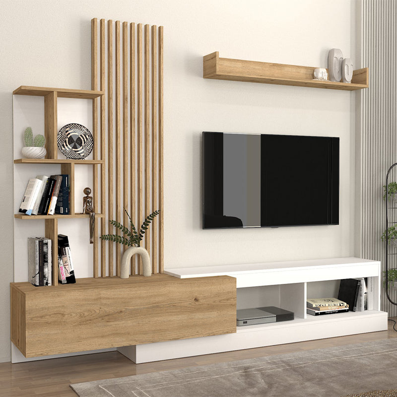 Σύνθεση Τηλεόρασης Vermont Χρώμα Λευκό - Sepet Oak 240x40x192