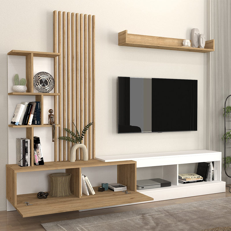 Σύνθεση Τηλεόρασης Vermont Χρώμα Λευκό - Sepet Oak 240x40x192