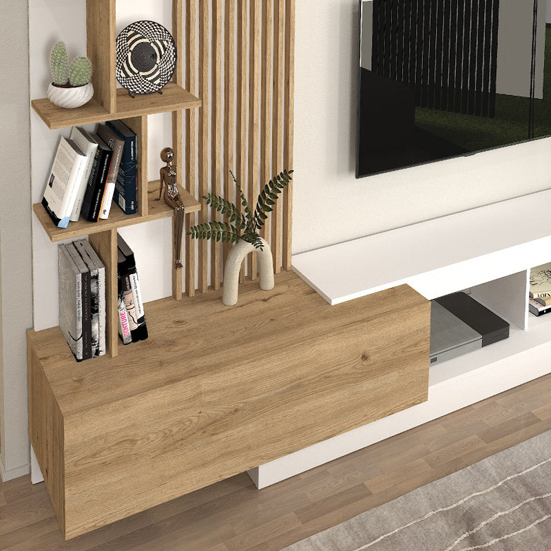 Σύνθεση Τηλεόρασης Vermont Χρώμα Λευκό - Sepet Oak 240x40x192