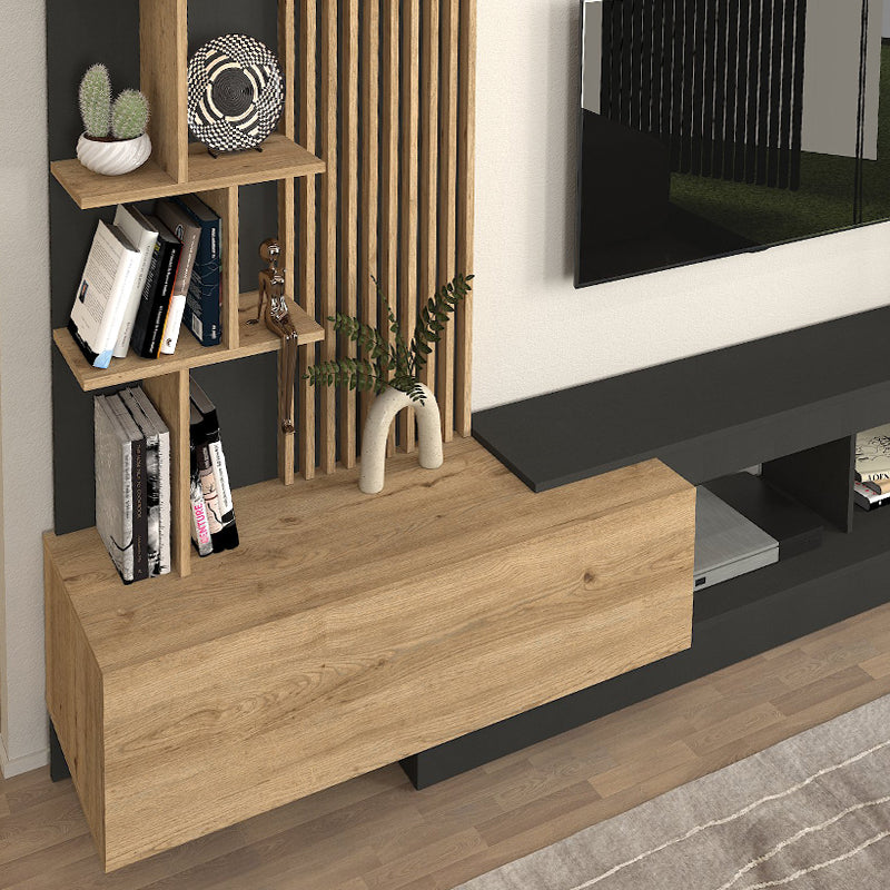 Σύνθεση Τηλεόρασης Vermont Χρώμα Ανθρακί - Sepet Oak 240x40x192