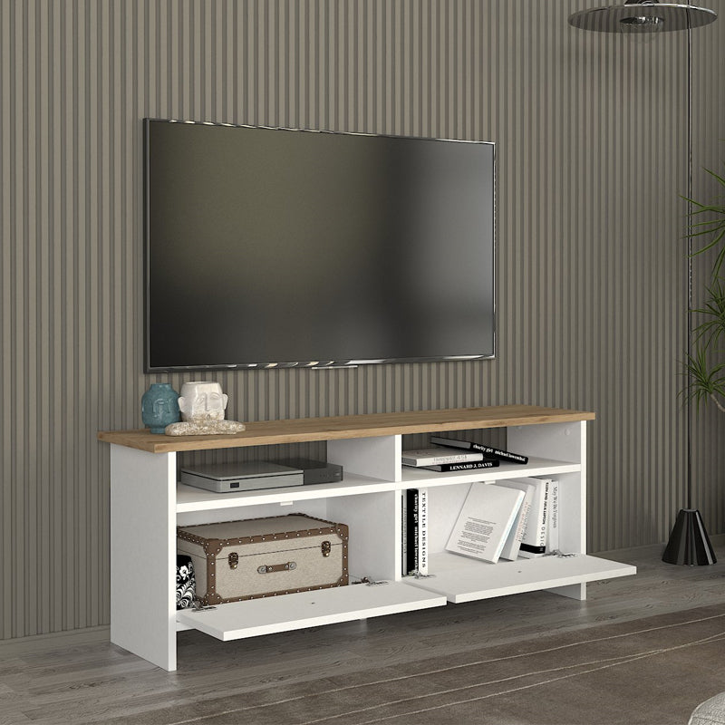 Έπιπλο Τηλεόρασης Gradias Χρώμα Λευκό - Sapphire Oak 120x29,6x46,8