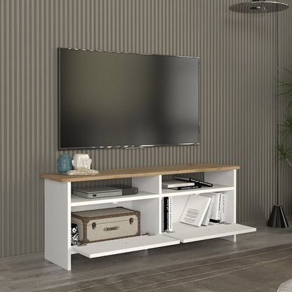 Έπιπλο Τηλεόρασης Gradias Χρώμα Λευκό - Sapphire Oak 120x29,6x46,8