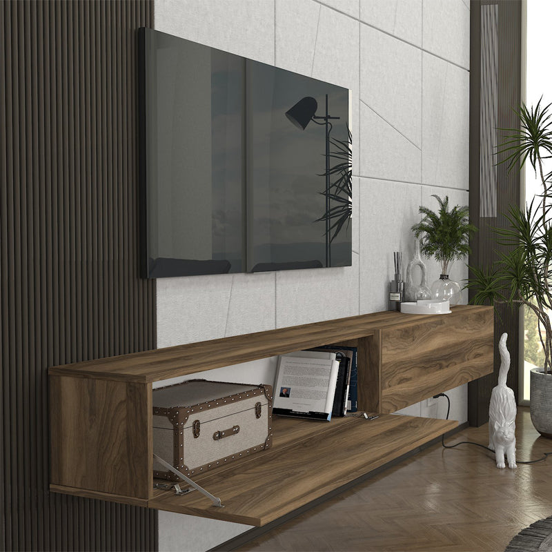 Έπιπλο Τηλεόρασης Επιτοίχιο Espanse Χρώμα Καρυδί 241,8x31,7x30