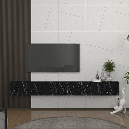 Έπιπλο Τηλεόρασης Επιτοίχιο Espanse Χρώμα Μαύρο Εφέ Μαρμάρου 241,8x31,7x30