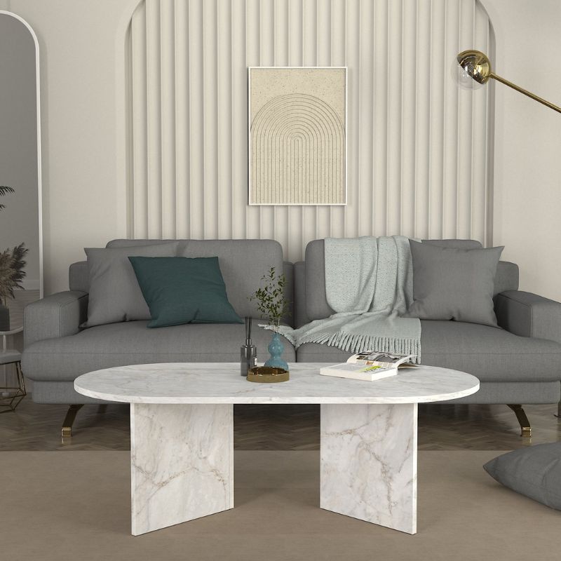 Τραπεζάκι Σαλονιού Cortado Χρώμα Λευκό Εφέ Μαρμάρου 120x60x39,6