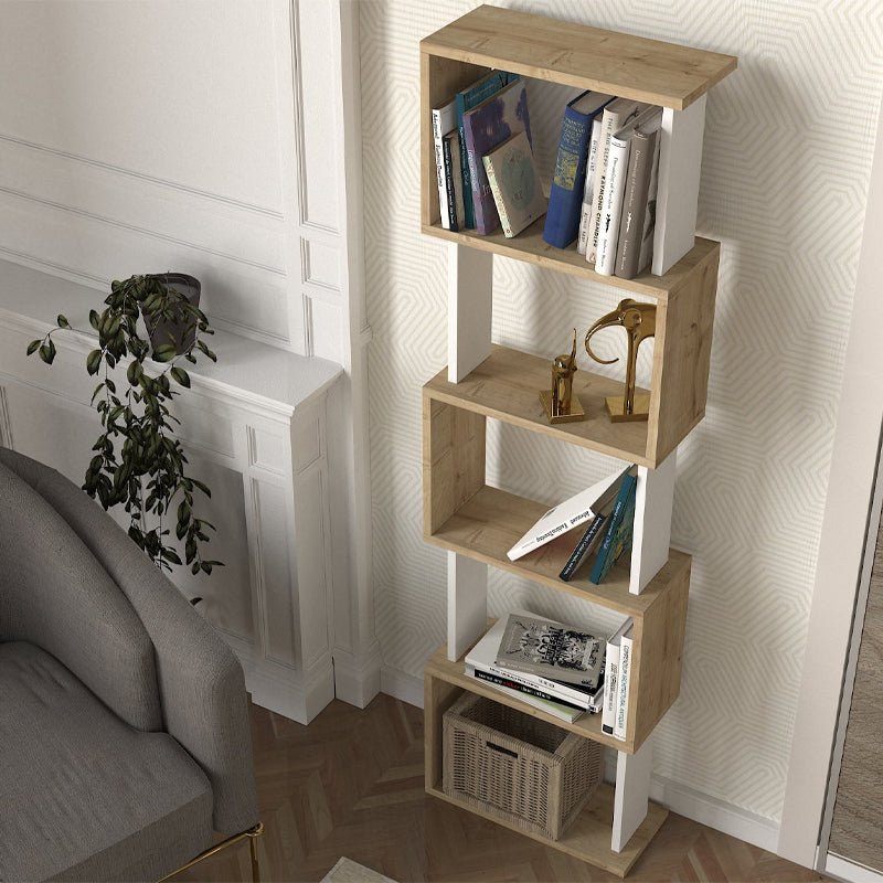 Βιβλιοθήκη Alvina Χρώμα Sapphire Oak - Λευκό 45x19,6x158,8