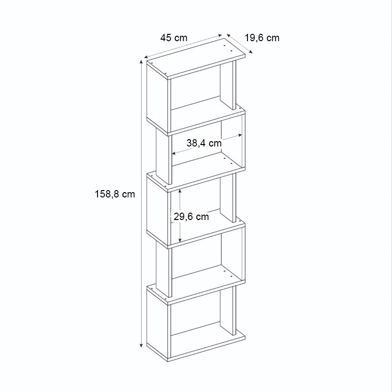 Βιβλιοθήκη Alvina Χρώμα Sapphire Oak - Λευκό 45x19,6x158,8