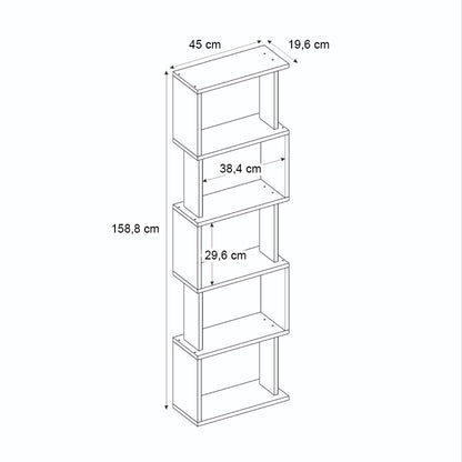 Βιβλιοθήκη Alvina Χρώμα Sapphire Oak - Λευκό 45x19,6x158,8