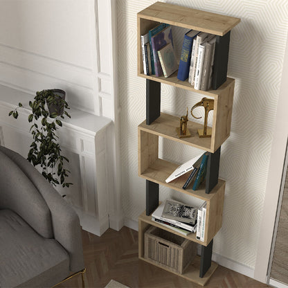 Βιβλιοθήκη Alvina Χρώμα Sapphire Oak - Ανθρακί 45x19,6x158,8