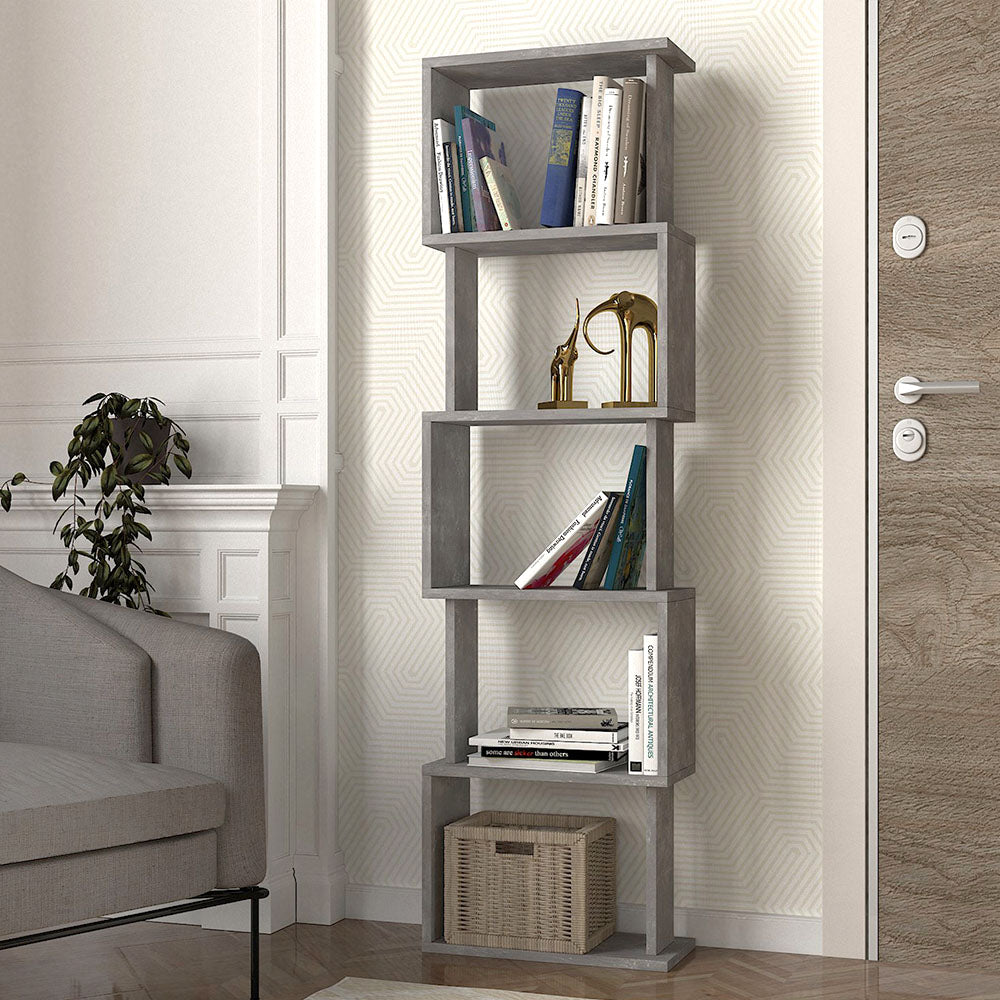 Βιβλιοθήκη Alvina Χρώμα Γκρι Σκυροδέματος 45x19,6x158,8