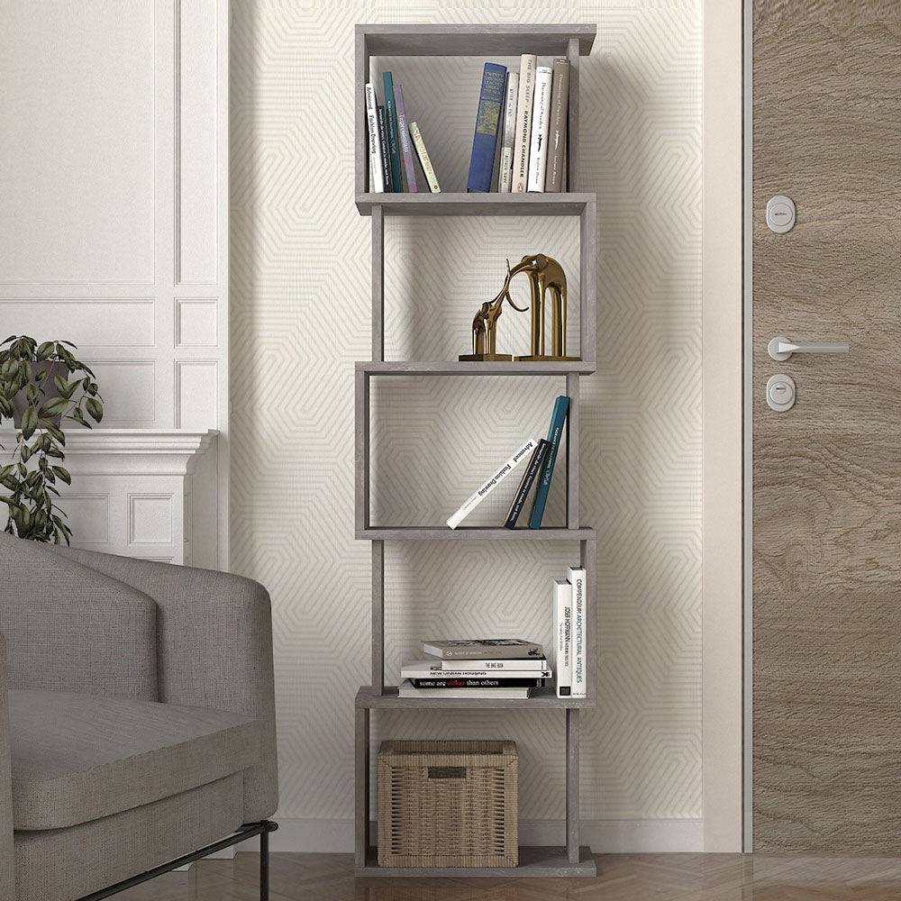 Βιβλιοθήκη Alvina Χρώμα Γκρι Σκυροδέματος 45x19,6x158,8