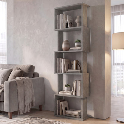 Βιβλιοθήκη Alvina Χρώμα Γκρι Σκυροδέματος 45x19,6x158,8