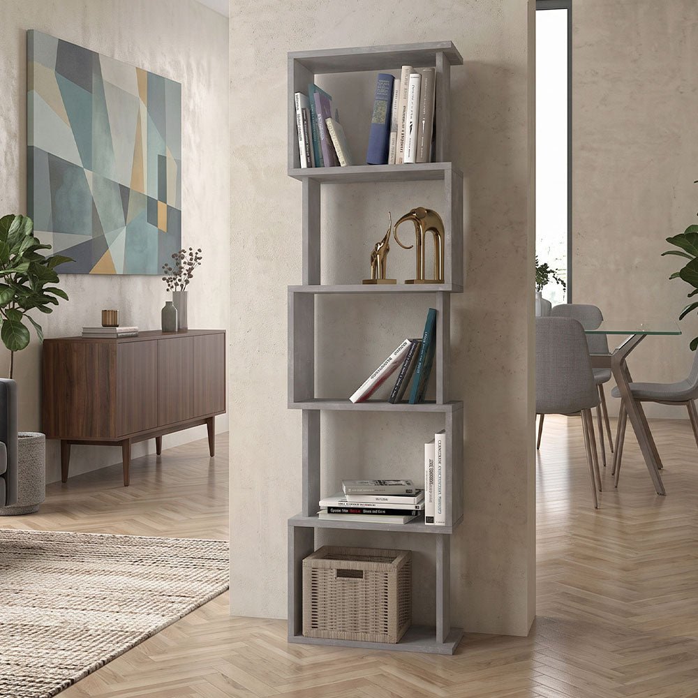 Βιβλιοθήκη Alvina Χρώμα Γκρι Σκυροδέματος 45x19,6x158,8