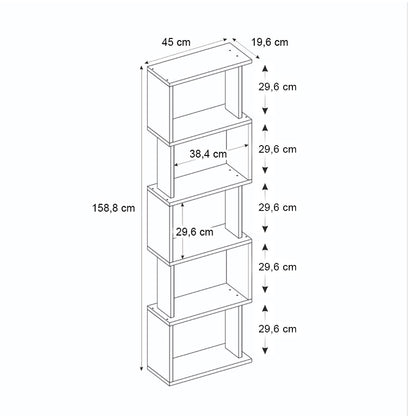 Βιβλιοθήκη Alvina Χρώμα Γκρι Σκυροδέματος 45x19,6x158,8