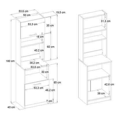 Έπιπλο Κουζίνας Tuco 1 Χρώμα Λευκό 53,8x40x180