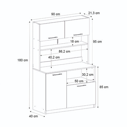 Έπιπλο Κουζίνας Tuco 2 Χρώμα Λευκό 90x40x180