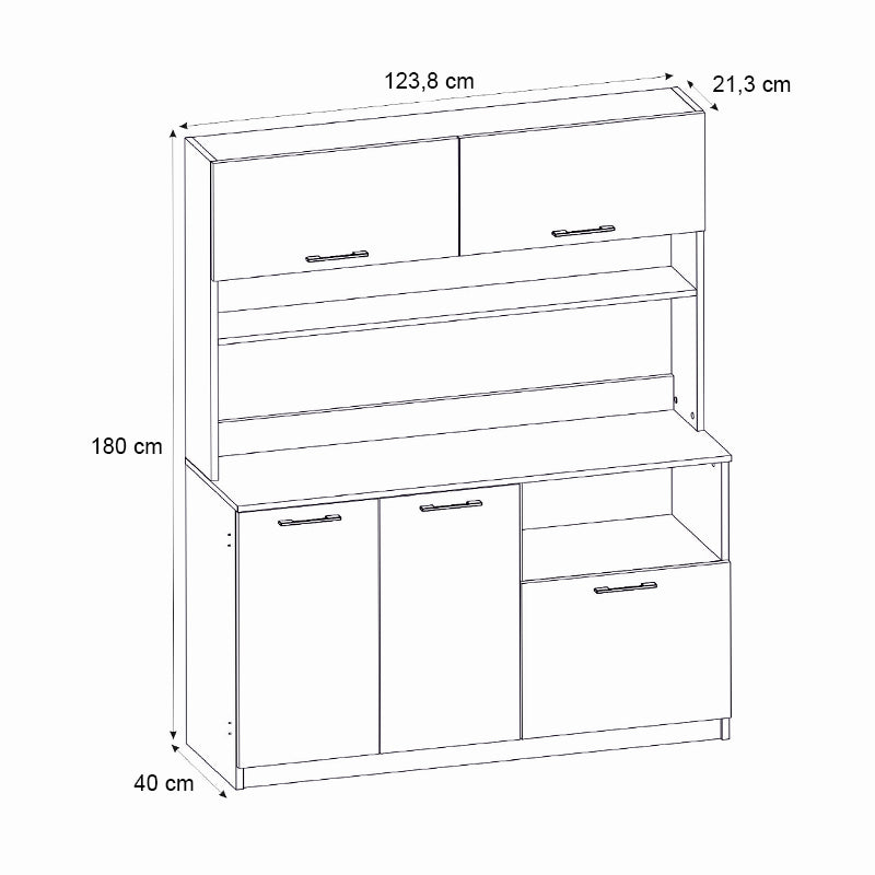 Έπιπλο Κουζίνας Tuco 3 Χρώμα Λευκό 123,8x40x180
