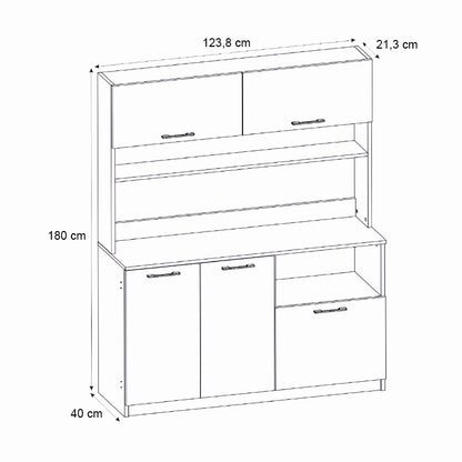Έπιπλο Κουζίνας Tuco 3 Χρώμα Λευκό 123,8x40x180