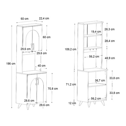 Έπιπλο Κουζίνας Kalira 2 Χρώμα Λευκό - Rota Oak 60x40x196