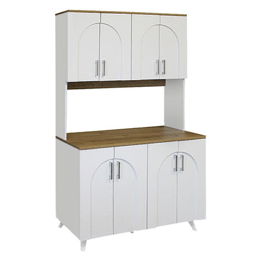 Έπιπλο Κουζίνας Kalira 4 Χρώμα Λευκό - Rota Oak 120x40x196