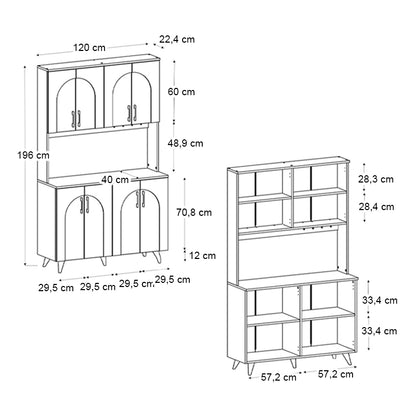 Έπιπλο Κουζίνας Kalira 4 Χρώμα Λευκό - Rota Oak 120x40x196