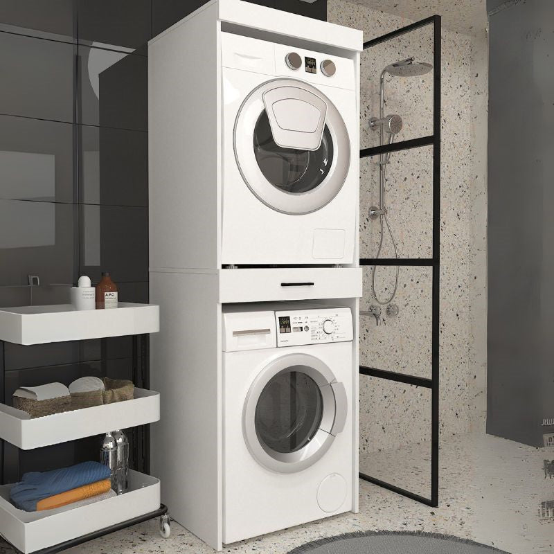 Έπιπλο Πλυντηρίου - Στεγνωτηρίου Fika Χρώμα Λευκό 67x61,8x198,5