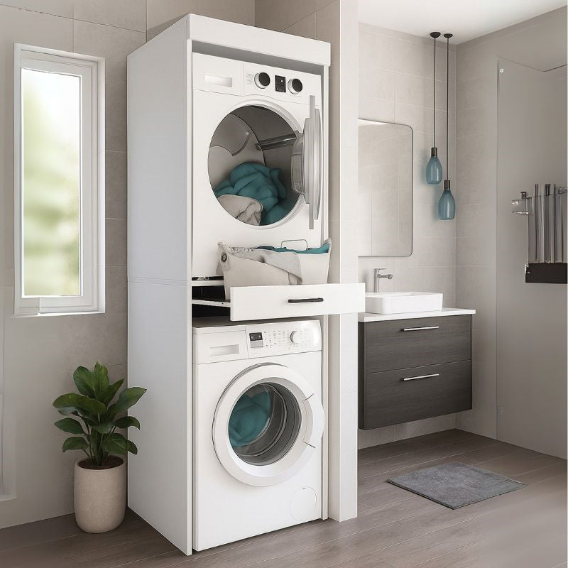 Έπιπλο Πλυντηρίου - Στεγνωτηρίου Fika Χρώμα Λευκό 67x61,8x198,5