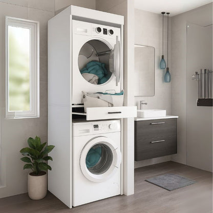 Έπιπλο Πλυντηρίου - Στεγνωτηρίου Fika Χρώμα Λευκό 67x61,8x198,5