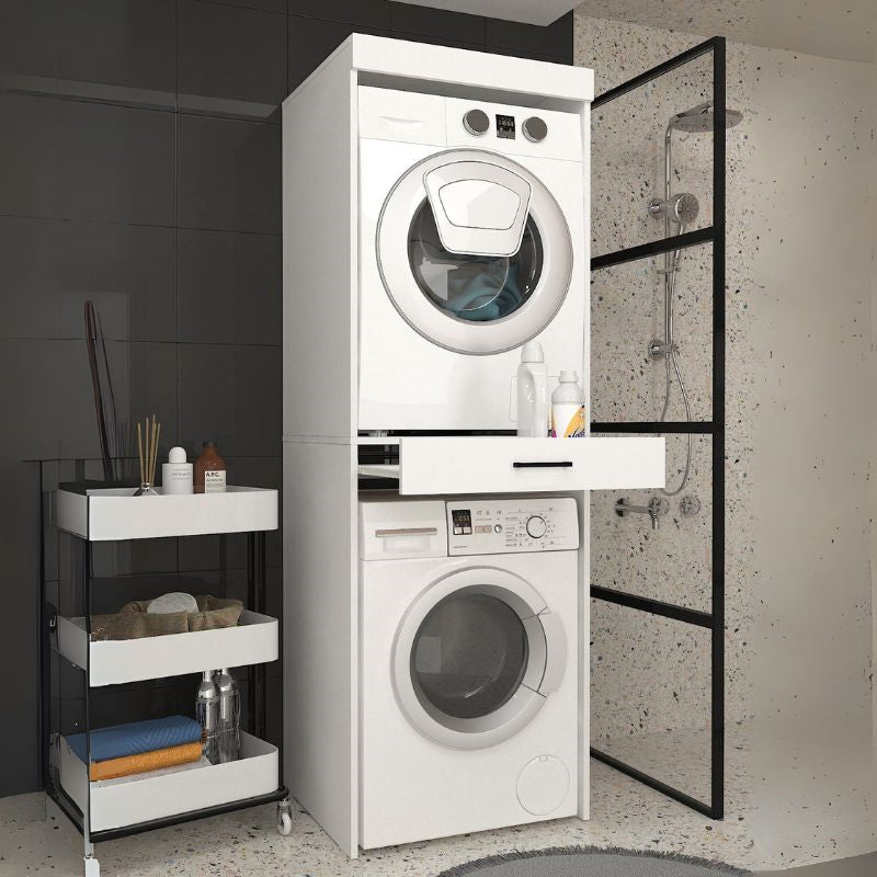 Έπιπλο Πλυντηρίου - Στεγνωτηρίου Fika Χρώμα Λευκό 67x61,8x198,5