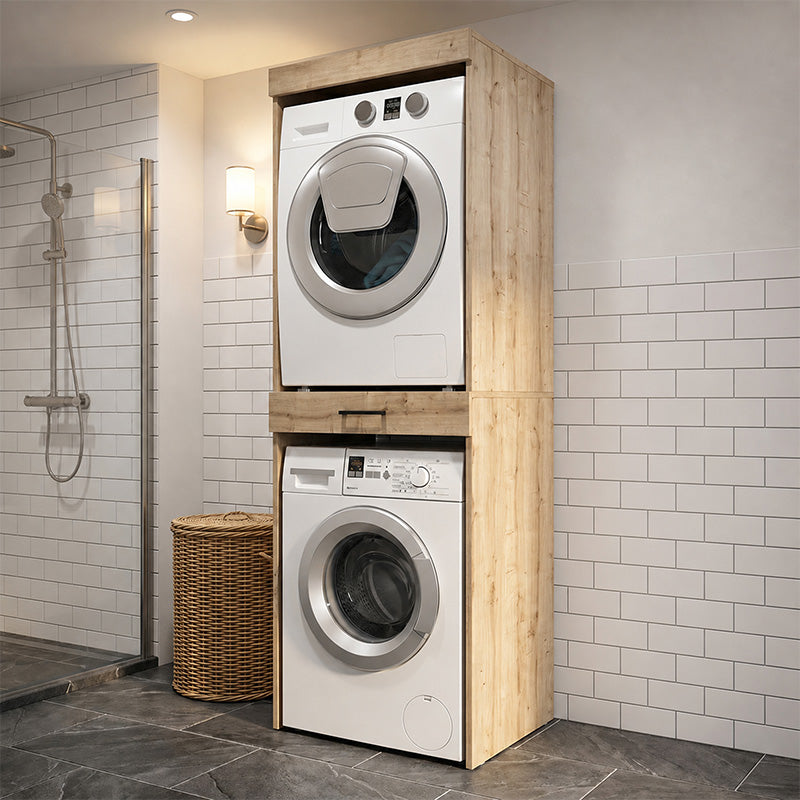 Washing Machine - Dryer Cabinet Fika Color Sapphire Oak 67x61.8x198.5