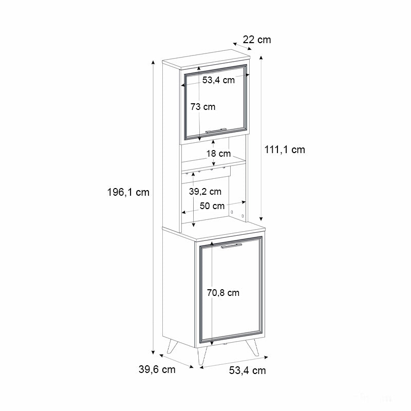 Έπιπλο Κουζίνας Potter 1 Χρώμα Λευκό - Rota Oak 53,4x39,6x196,1