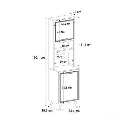 Έπιπλο Κουζίνας Potter 1 Χρώμα Λευκό - Rota Oak 53,4x39,6x196,1