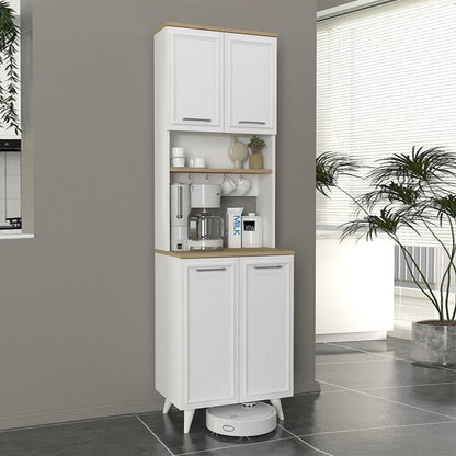 Έπιπλο Κουζίνας Potter 2 Χρώμα Λευκό - Rota Oak 60x40x196,1