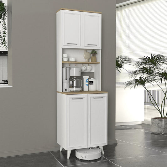 Έπιπλο Κουζίνας Potter 2 Χρώμα Λευκό - Rota Oak 60x40x196,1